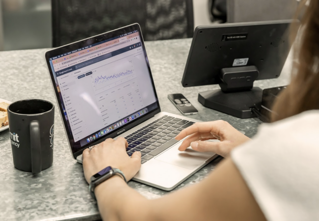 Women working on a computer